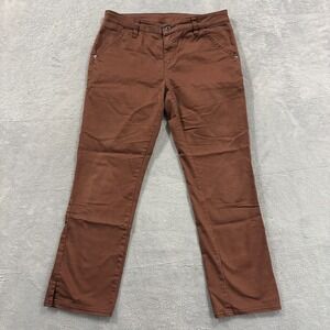 Prana Pants Women's 6 Chino Straight‎ Leg Split Hem Brown Mid Rise
